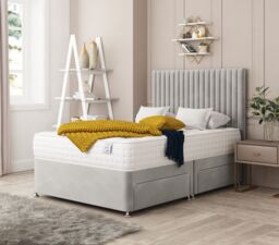 "Bed Choices Manhattan Bed Set No drawer With Mattress & 26"" Headboard in Silver - Size: Double" - thumbnail 1