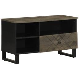 Berkfield Home TV Cabinet Black 80x33x46 cm Solid Wood Mango - Size: 80 x 33 x 46 cm - thumbnail 2