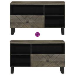 Berkfield Home TV Cabinet Black 80x33x46 cm Solid Wood Mango - Size: 80 x 33 x 46 cm - thumbnail 6