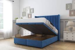 "Comfort Beds Palermo Plush Ottoman Bed Base-54"" Wingback Headboard in Navy - Size: Double" - thumbnail 2