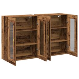 Berkfield Home Wall Mounted Cabinet Set of 2 Brown Solid wood 139 x 34 x 90 cm - thumbnail 5