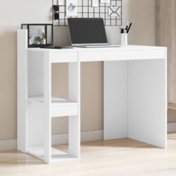 Berkfield Home Office Desk White 103.5x56.5x94 cm Engineered Wood - thumbnail 1