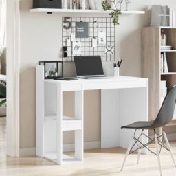 Berkfield Home Office Desk White 103.5x56.5x94 cm Engineered Wood - thumbnail 3