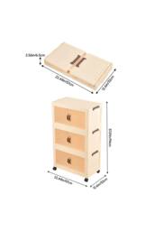 Living and Home Foldable 3-Tier Rolling Storage Cabinet with Magnetic Doors in Cream - thumbnail 6