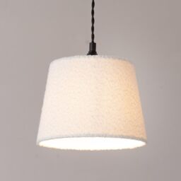 ValueLights Rory Boucle Fabric Tapered Easy Fit Ceiling Table Floor Lamp Shade with LED Bulb in Cream