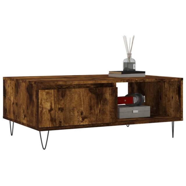 Berkfield Home Decorative Coffee Table Smoked Oak 90x60x35 cm Engineered Wood in Brown - Size: 90 x 60 x 35 cm - image 1