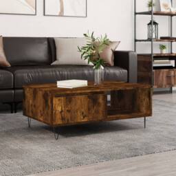 Berkfield Home Decorative Coffee Table Smoked Oak 90x60x35 cm Engineered Wood in Brown - Size: 90 x 60 x 35 cm - thumbnail 2