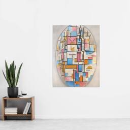 "Artery8 Composition in Oval with Color Planes Mondrian Wall Art Print Poster in White - Size: W12"" x H16""" - thumbnail 4