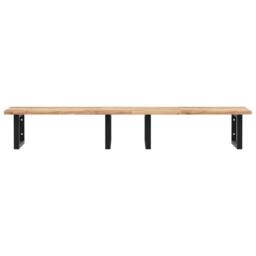 Berkfield Home Basin Shelf Wall Mounted Steel & Solid Wood Acacia in Brown - thumbnail 4