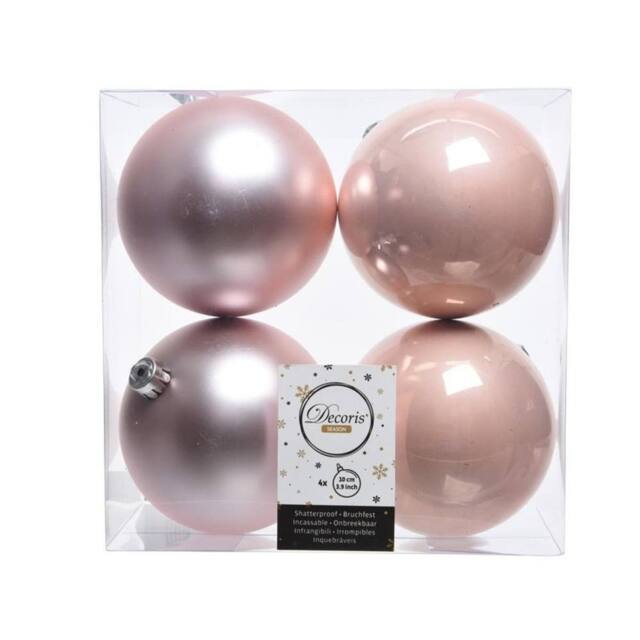 Kaemingk Shatterproof Plain Christmas Baubles (Pack Of 4) in Baby Pink - image 1