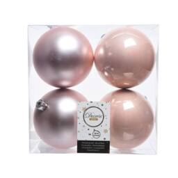 Kaemingk Shatterproof Plain Christmas Baubles (Pack Of 4) in Baby Pink