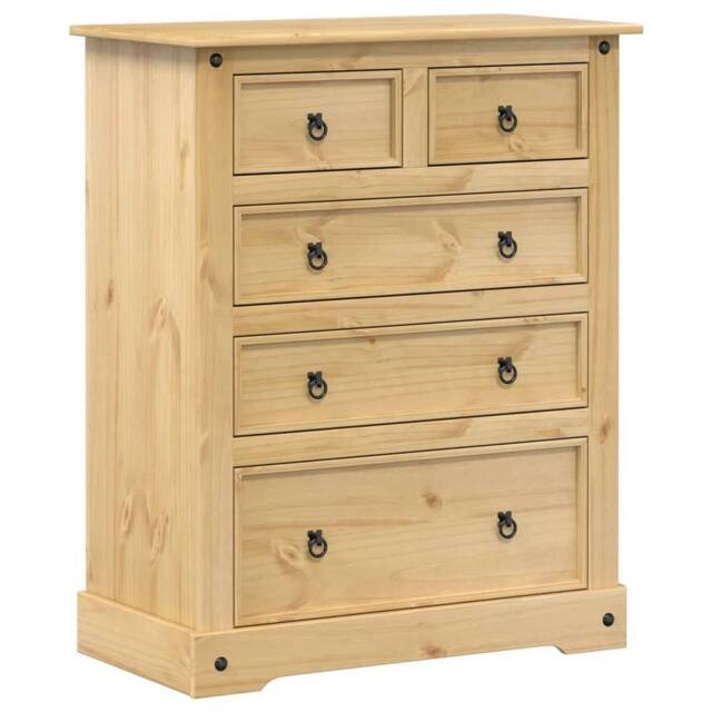 Berkfield Home Chest of Drawers Corona 92x48x114 cm Solid Wood Pine in Light Tan - Size: 92 x 48 x 114 cm - image 1