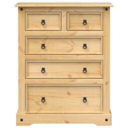 Berkfield Home Chest of Drawers Corona 92x48x114 cm Solid Wood Pine in Light Tan - Size: 92 x 48 x 114 cm - thumbnail 4