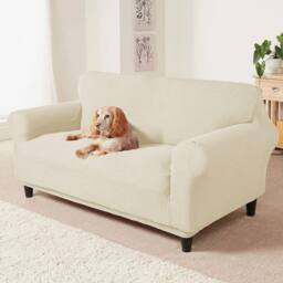 Coopers of Stortford Stretch Sofa Cover Cream for 2 Seater - thumbnail 2