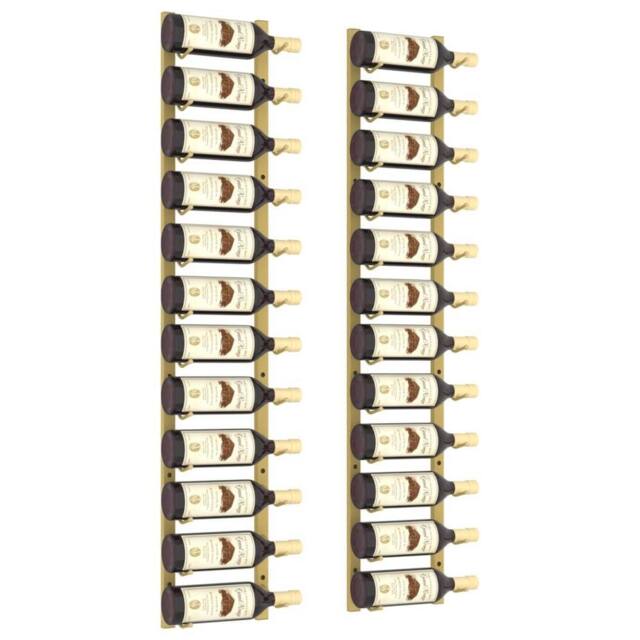 Berkfield Home Wall Mounted Wine Rack for 12 Bottles 2 pcs Gold Iron - image 1