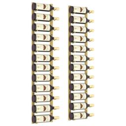 Berkfield Home Wall Mounted Wine Rack for 12 Bottles 2 pcs Gold Iron