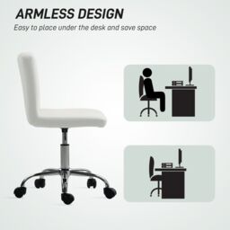 HOMCOM Modern Vanity Computer Desk Chair with Rolling Wheels, White - thumbnail 6