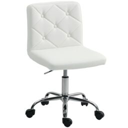 HOMCOM Modern Vanity Computer Desk Chair with Rolling Wheels, White - thumbnail 2