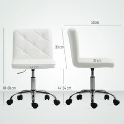 HOMCOM Modern Vanity Computer Desk Chair with Rolling Wheels, White - thumbnail 3