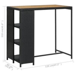 Berkfield Home Durable Bar Table with Storage Rack Black 120x60x110 cm Poly Rattan - Size: 120 x 60 x 110 cm - thumbnail 7