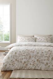 Bianca Thea Floral 200 Thread Count Cotton Reversible Duvet Cover Set in Natural - Size: Single - thumbnail 1