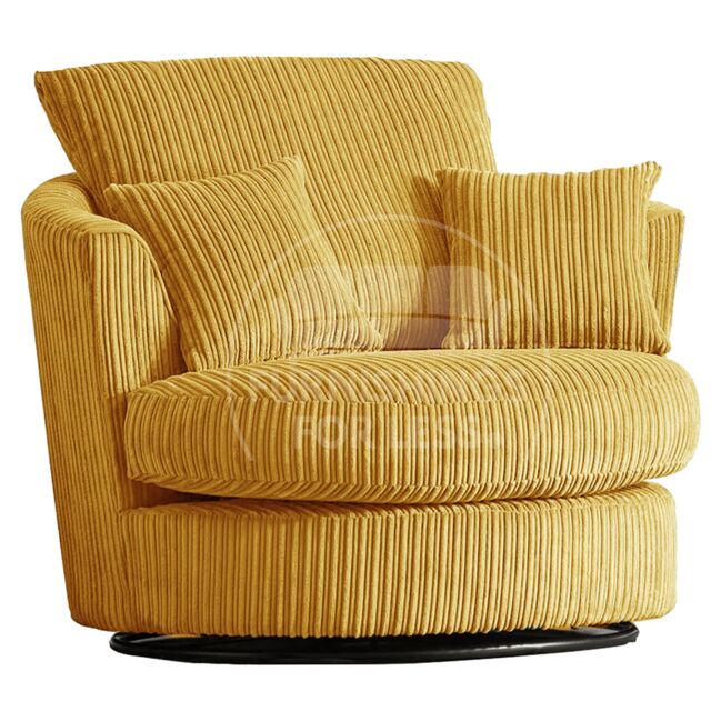 Furnishings For Less UK Luxor Jumbo Cord Fabric Single Seater 360 Degree Swivel Chair Sofa Accessory in Mustard - image 1