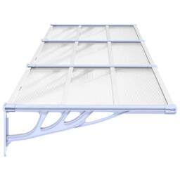 Berkfield Home Door Canopy Grey & Transparent 297.5x90 cm Polycarbonate in Clear - thumbnail 4