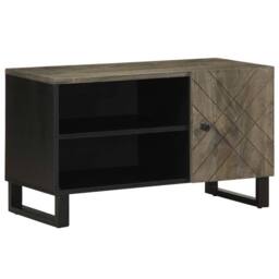 Berkfield Home TV Cabinet Black 80x33x46 cm Solid Wood Mango - Size: 80 x 33 x 46 cm - thumbnail 2