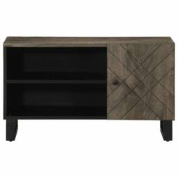 Berkfield Home TV Cabinet Black 80x33x46 cm Solid Wood Mango - Size: 80 x 33 x 46 cm - thumbnail 3