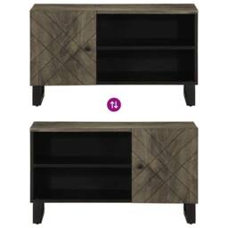 Berkfield Home TV Cabinet Black 80x33x46 cm Solid Wood Mango - Size: 80 x 33 x 46 cm - thumbnail 6