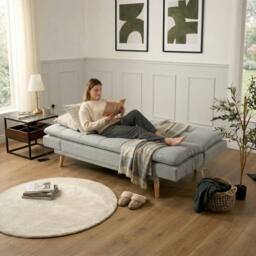 Bravich LTD Soho 4‑in‑1 Click Clack Sofa Bed - Linen Blend in Light Grey - Size: 3 Seater - thumbnail 2