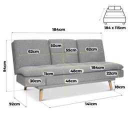 Bravich LTD Soho 4‑in‑1 Click Clack Sofa Bed - Linen Blend in Light Grey - Size: 3 Seater - thumbnail 9