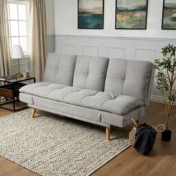 Bravich LTD Soho 4‑in‑1 Click Clack Sofa Bed - Linen Blend in Light Grey - Size: 3 Seater - thumbnail 1
