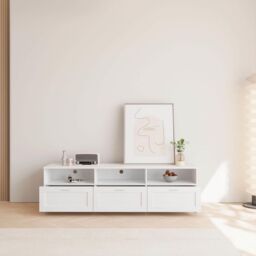 Home Source White TV Floor Stand 3 Drawer Modern Media Console Living Room Storage - thumbnail 5