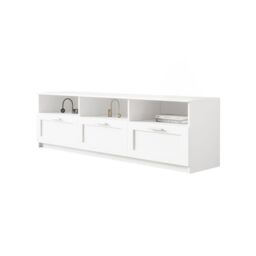 Home Source White TV Floor Stand 3 Drawer Modern Media Console Living Room Storage - thumbnail 7