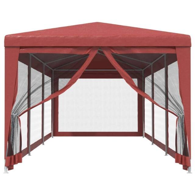 Berkfield Home Party Tent with 8 Mesh Sidewalls Red 3x9 m HDPE - image 1