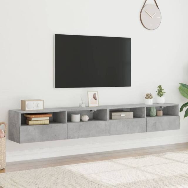 Berkfield Home TV Wall Cabinets 2 pcs Concrete Grey 100x30x30 cm Engineered Wood - Size: 100 x 30 x 30 cm - image 1