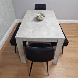 KOSY KOALA Dining Table with 2 Black Velvet Chairs & 2 Black Velvet Benches in Grey - thumbnail 4