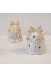 KDMD Glazed Ceramic Bell with LED in Cream - thumbnail 2