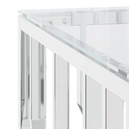 Berkfield Home Coffee Table 80x80x40 cm Stainless Steel & Glass in Silver - Size: 80 x 80 x 40 cm - thumbnail 5