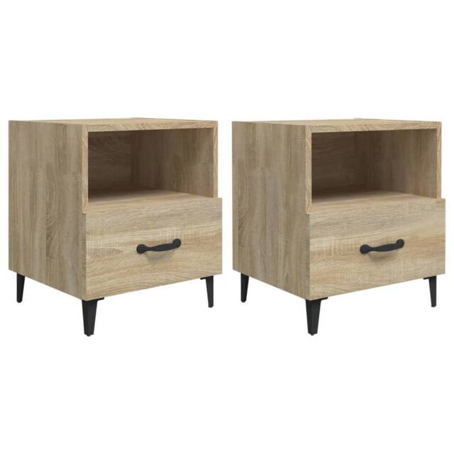 Berkfield Home Bedside Cabinets 2 pcs Sonoma Oak Engineered Wood in Light Brown - image 1