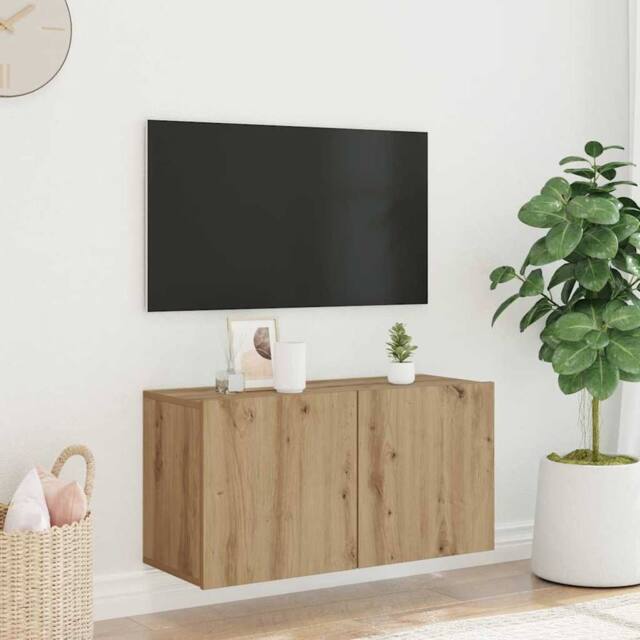 Berkfield Home TV Cabinet Wall-mounted Artisian Oak 80x30x41 cm in Brown - Size: 80 x 30 x 41 cm - image 1