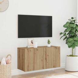 Berkfield Home TV Cabinet Wall-mounted Artisian Oak 80x30x41 cm in Brown - Size: 80 x 30 x 41 cm - thumbnail 1