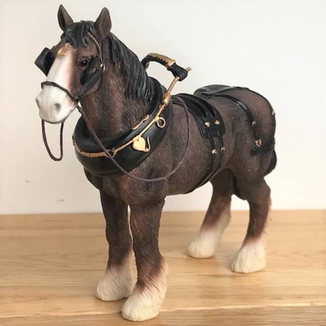 Animal Crackers Medium Bay Shire Cart Heavy Horse In Harness Figurine, Gift Boxed - image 1