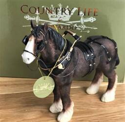 Animal Crackers Medium Bay Shire Cart Heavy Horse In Harness Figurine, Gift Boxed - thumbnail 3