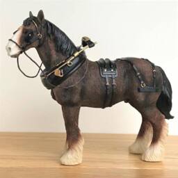 Animal Crackers Medium Bay Shire Cart Heavy Horse In Harness Figurine, Gift Boxed - thumbnail 4