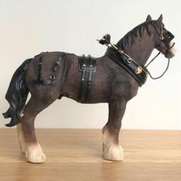 Animal Crackers Medium Bay Shire Cart Heavy Horse In Harness Figurine, Gift Boxed - thumbnail 6