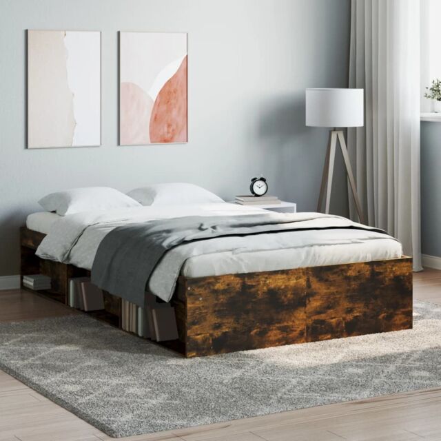 Berkfield Home Bed Frame Smoked Oak 120x200 cm in Brown - image 1