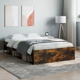 Berkfield Home Bed Frame Smoked Oak 120x200 cm in Brown - thumbnail 1