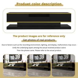 Merax 180cm High Gloss TV Cabinet with 3 Drawers & LED in Black - thumbnail 3